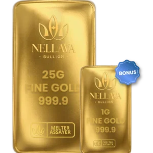 Bundling Nellava Bullion Gold 25g + 1g Gold Bar