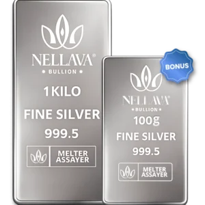 Bundling Nellava Bullion Silver Bar 1 Kg + 100g Silver Bar