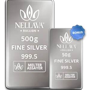 Bundling Nellava Bullion Silver Bar 500g + 50g Silver Bar