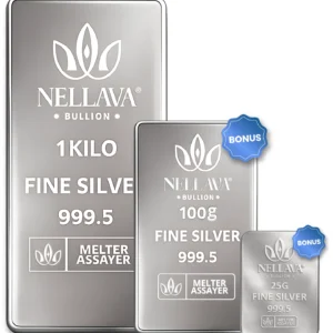 Bundling Nellava Bullion Silver Bar 1Kg + 125g Silver