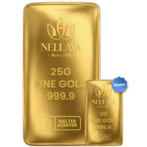 Bundling Nellava Bullion Gold Bar 25g + 2g Gold