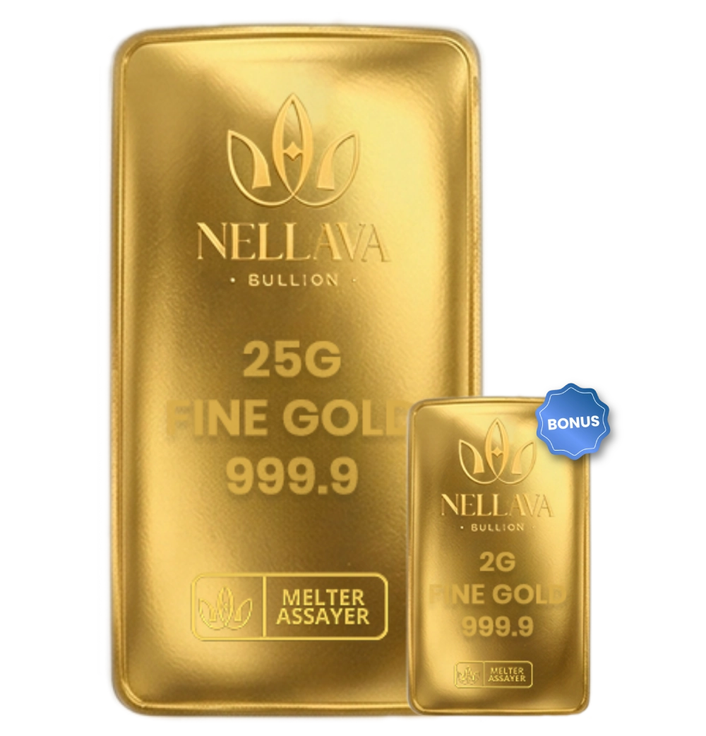 Bundling Nellava Bullion Gold Bar 25g + 2g Gold