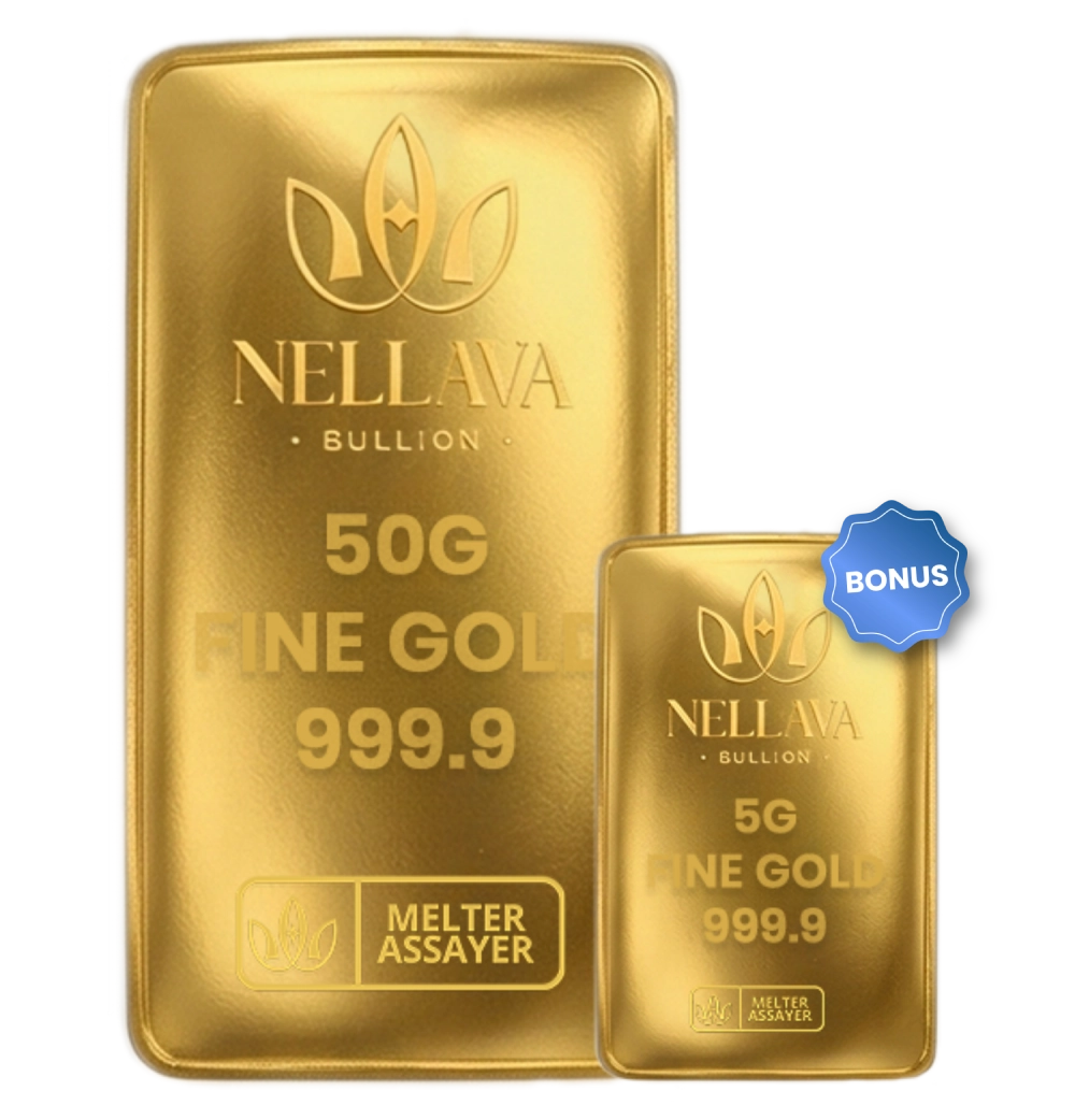Bundling Nellava Bullion Gold Bar 50g + 5g Gold